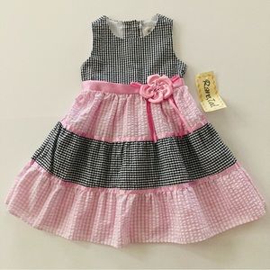 Rare, Too! Toddler Girl 4T Seersucker Pink Black Dress